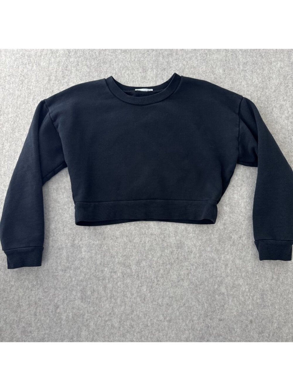 Reformation Crop Sweatshirt Womens Small Washed Black Organic Cotton Fleece